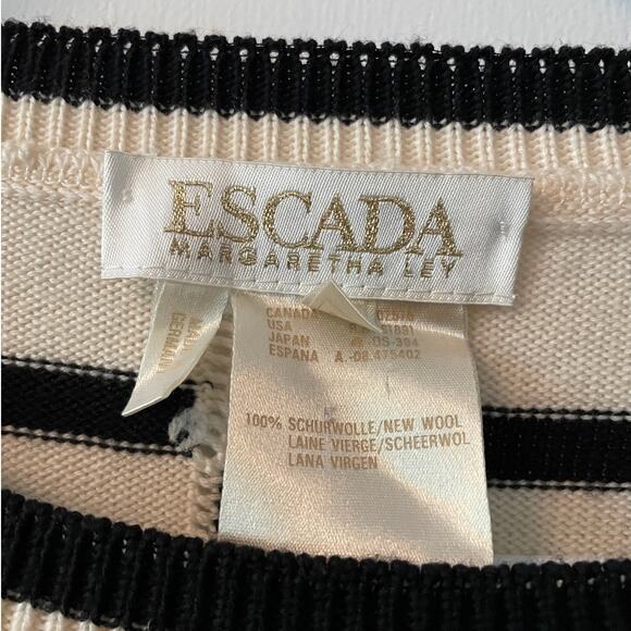 RARE ESCADA Vintage 1980s/90s signature nautical B&W wool sweater size 36 - Picture 6 of 7